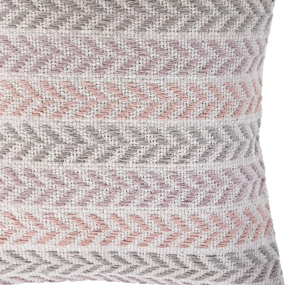 18" Purple And White Chevron Cotton Throw Pillow