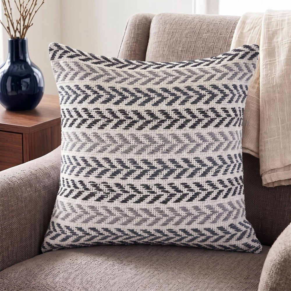 18" Black Gray and White Throw Pillow