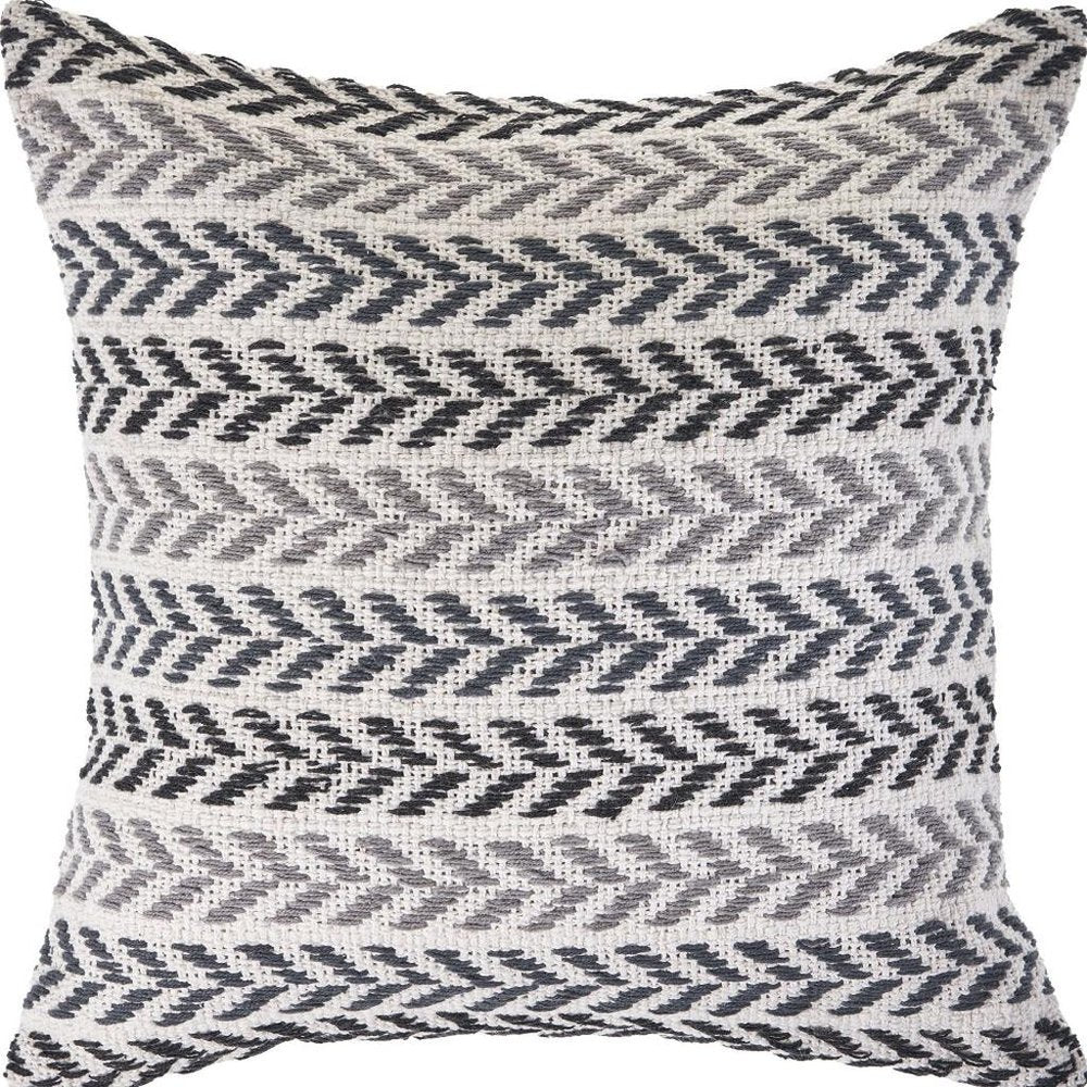 18" Black Gray and White Throw Pillow