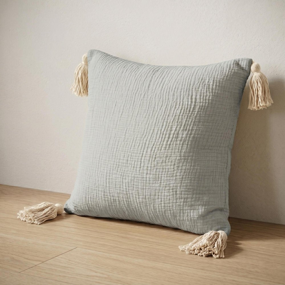 20" X 20" Light Beige And Dark Beige 100% Cotton Zippered Pillow