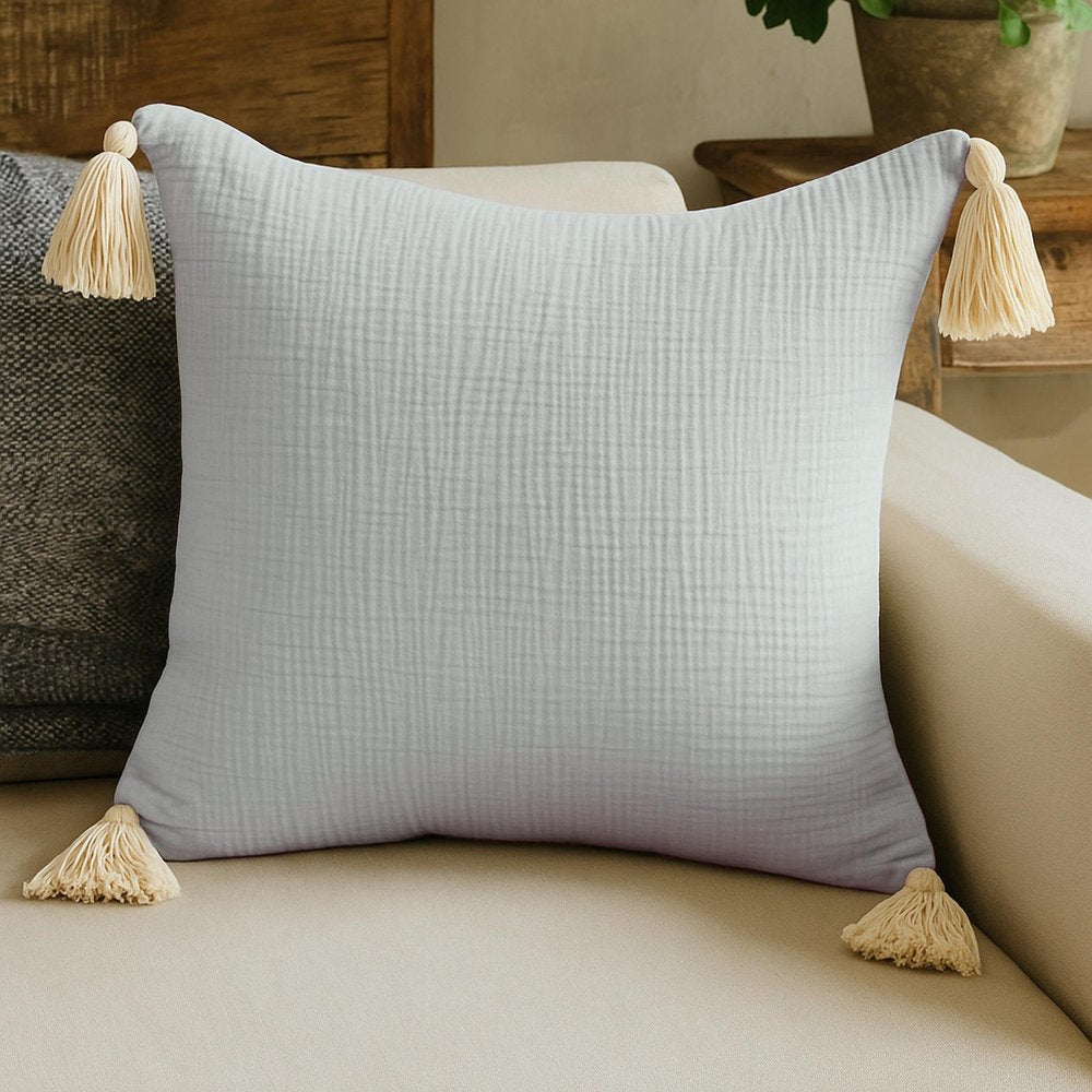 20" X 20" Light Beige And Dark Beige 100% Cotton Zippered Pillow
