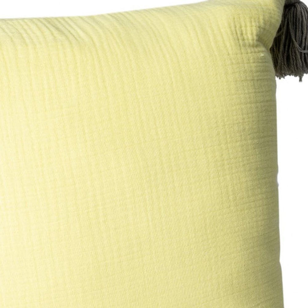 20" Yellow And Gray Cotton Throw Pillow
