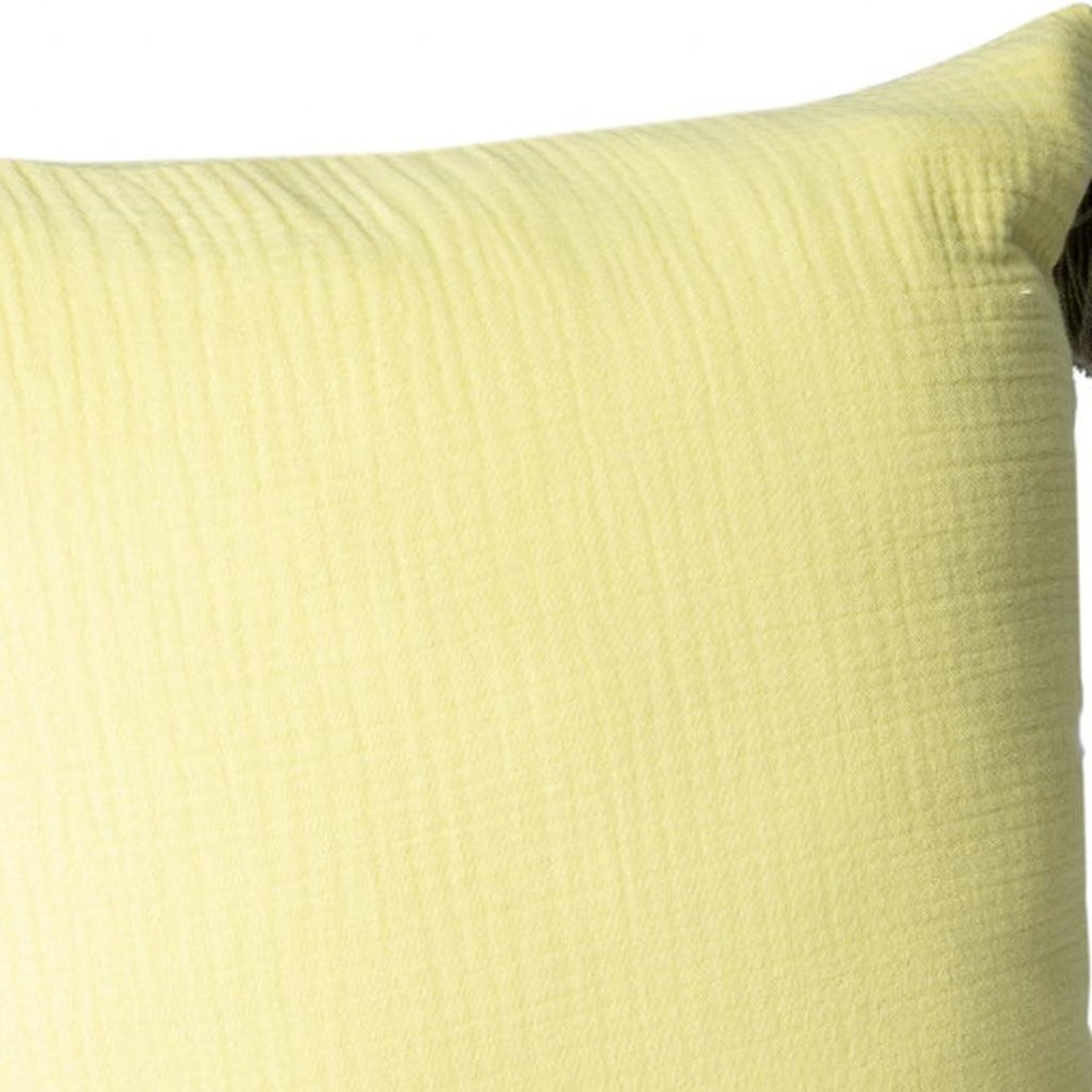 20" Yellow And Gray Cotton Throw Pillow