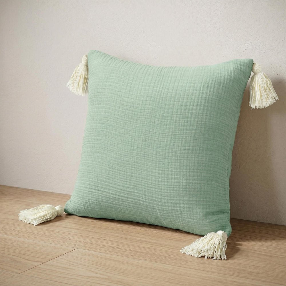 20" X 20" Light Beige And Dark Beige 100% Cotton Zippered Pillow