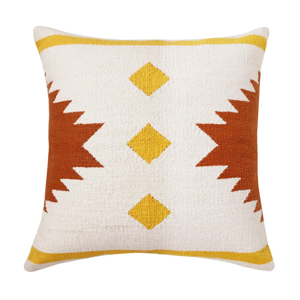 20" Yellow and White Throw Pillow