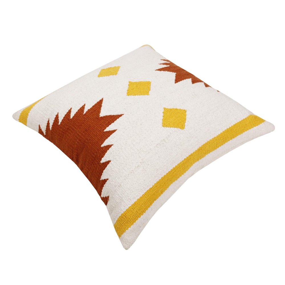 20" Yellow and White Throw Pillow