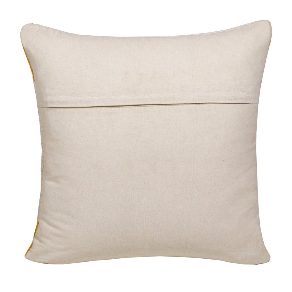20" White Yellow And Red Striped Cotton Throw Pillow