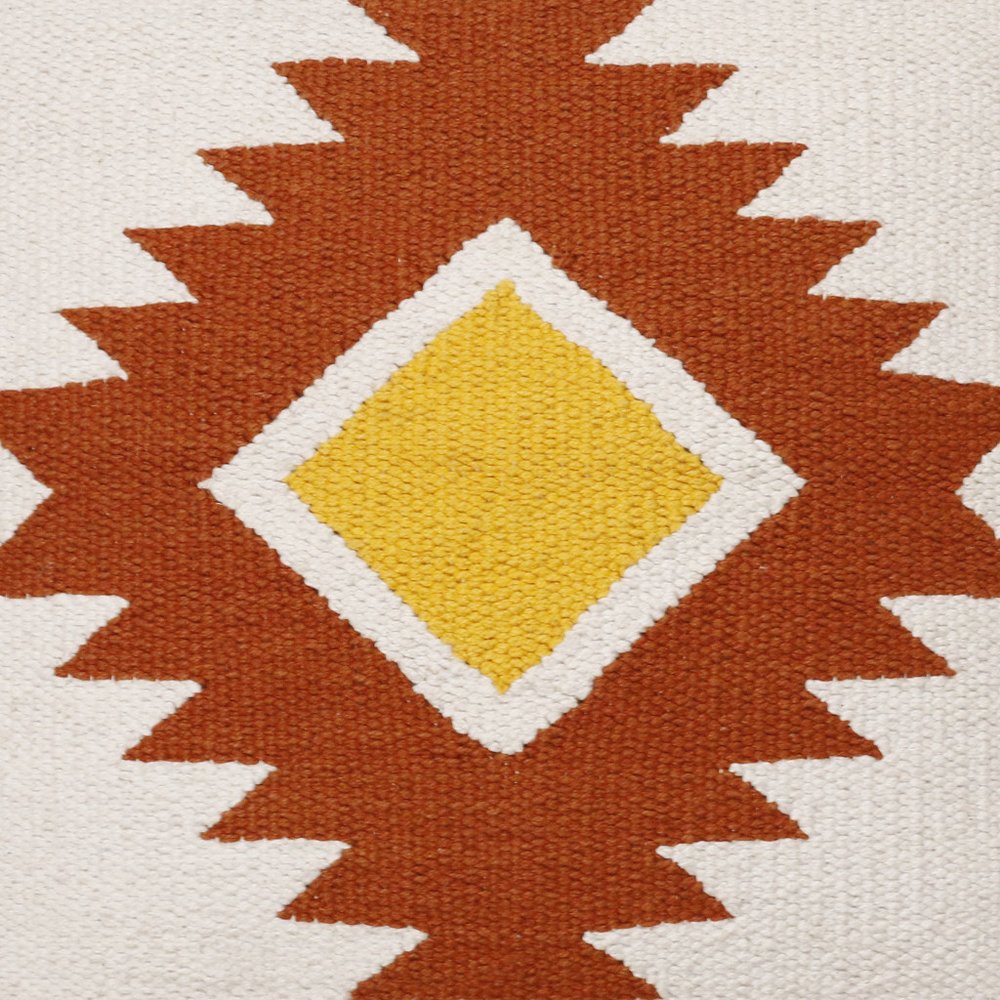 20" White Yellow And Red Striped Cotton Throw Pillow