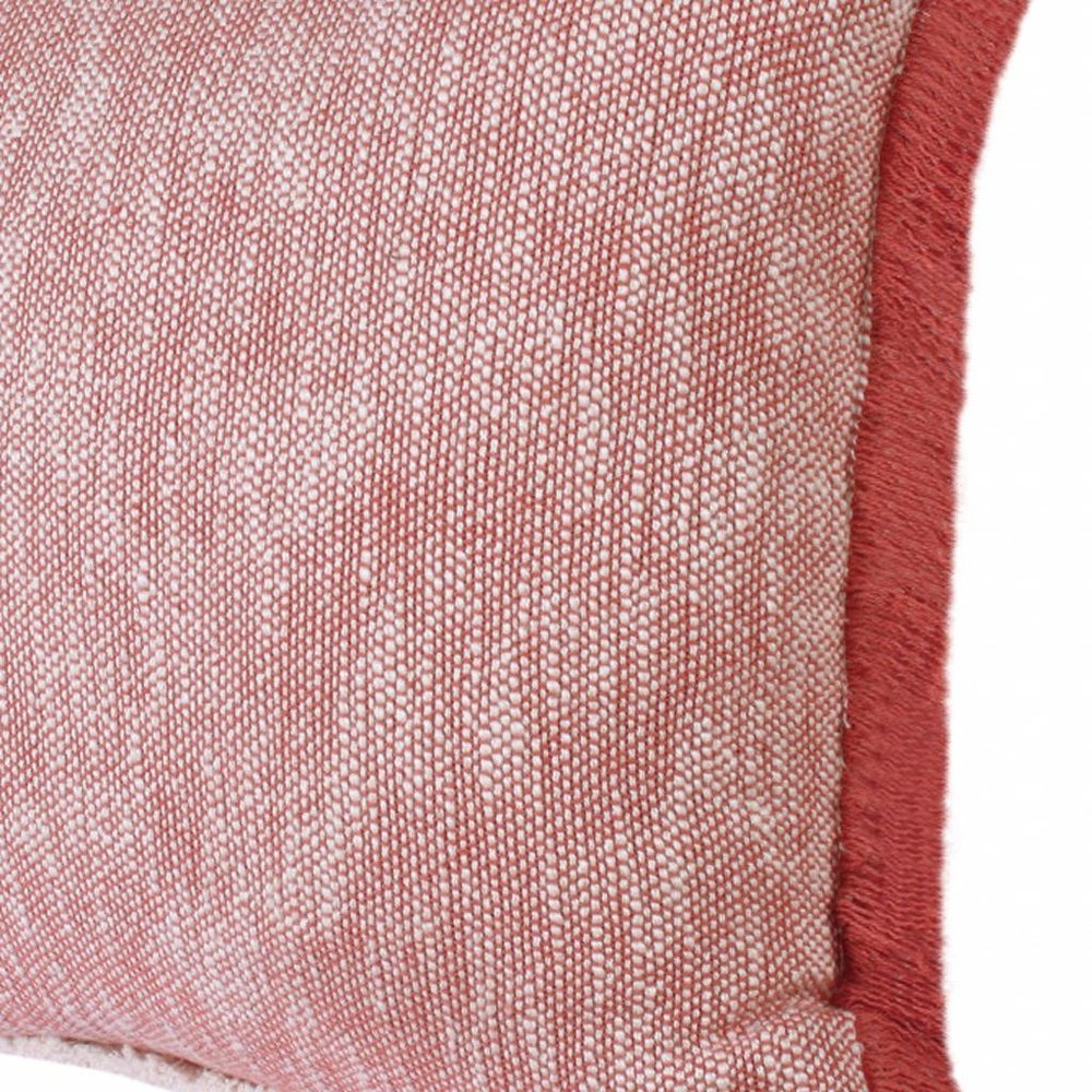20" X 20" Auburn Red And White 100% Cotton Geometric Zippered Pillow