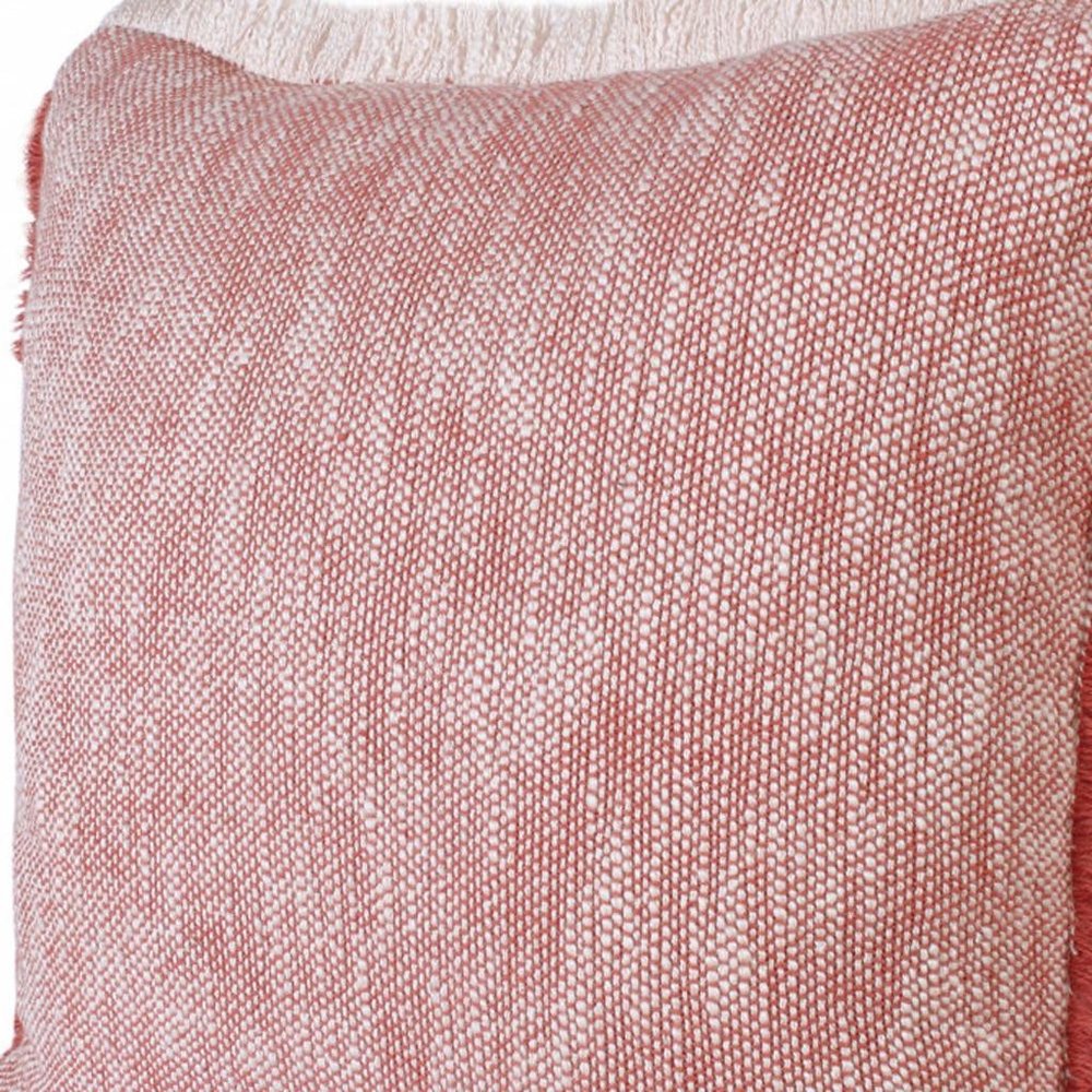 20" X 20" Auburn Red And White 100% Cotton Geometric Zippered Pillow