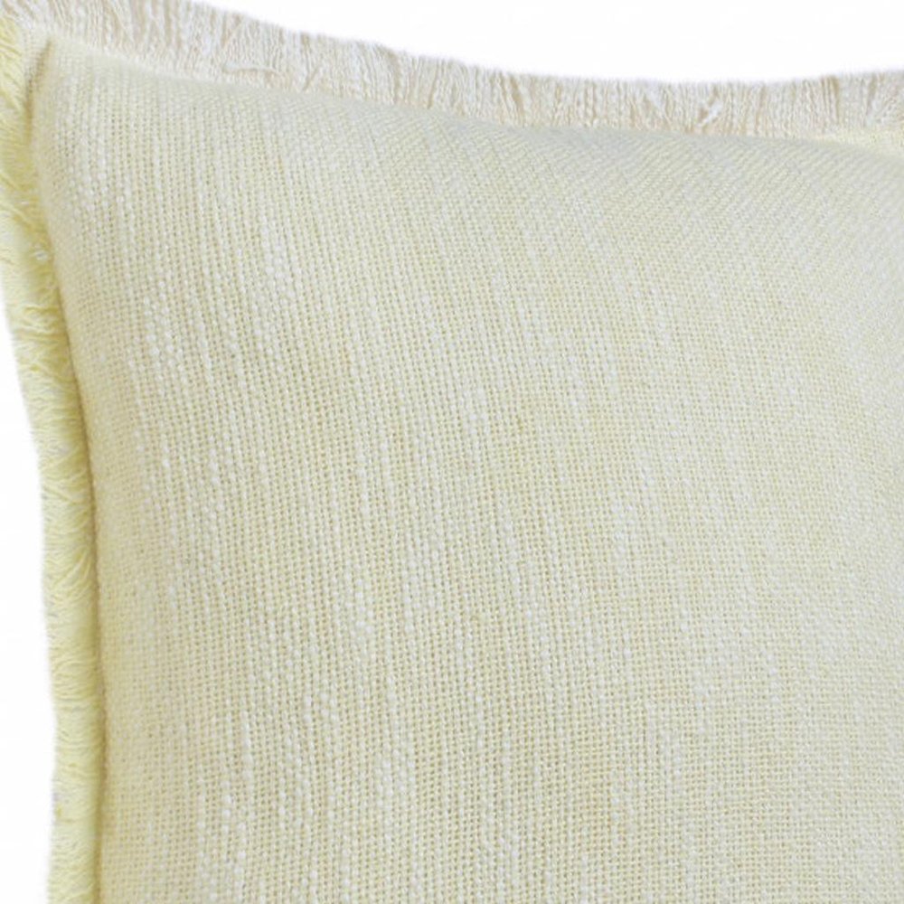 20" X 20" Light Yellow And White 100% Cotton Geometric Zippered Pillow