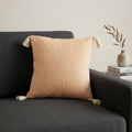 18" X 18" Orange And Ivory 100% Cotton Striped Zippered Pillow