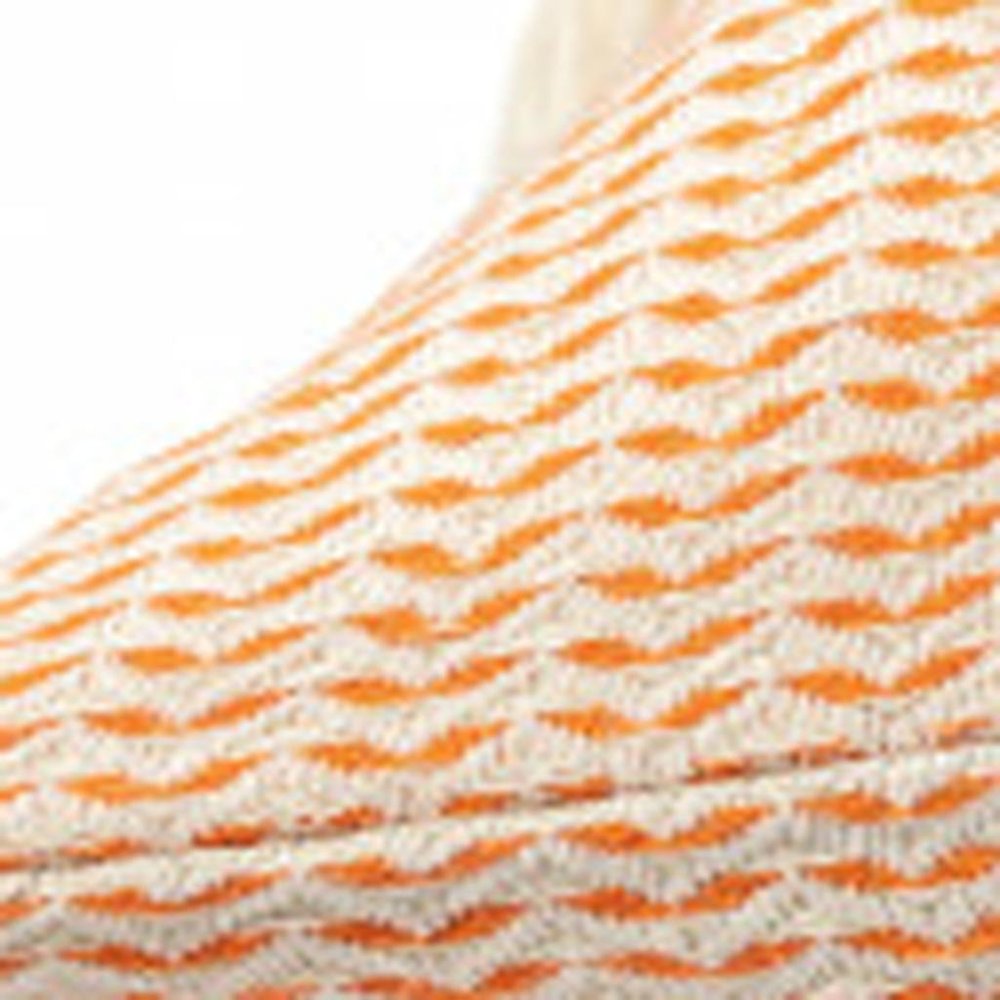 18" X 18" Orange And Ivory 100% Cotton Striped Zippered Pillow
