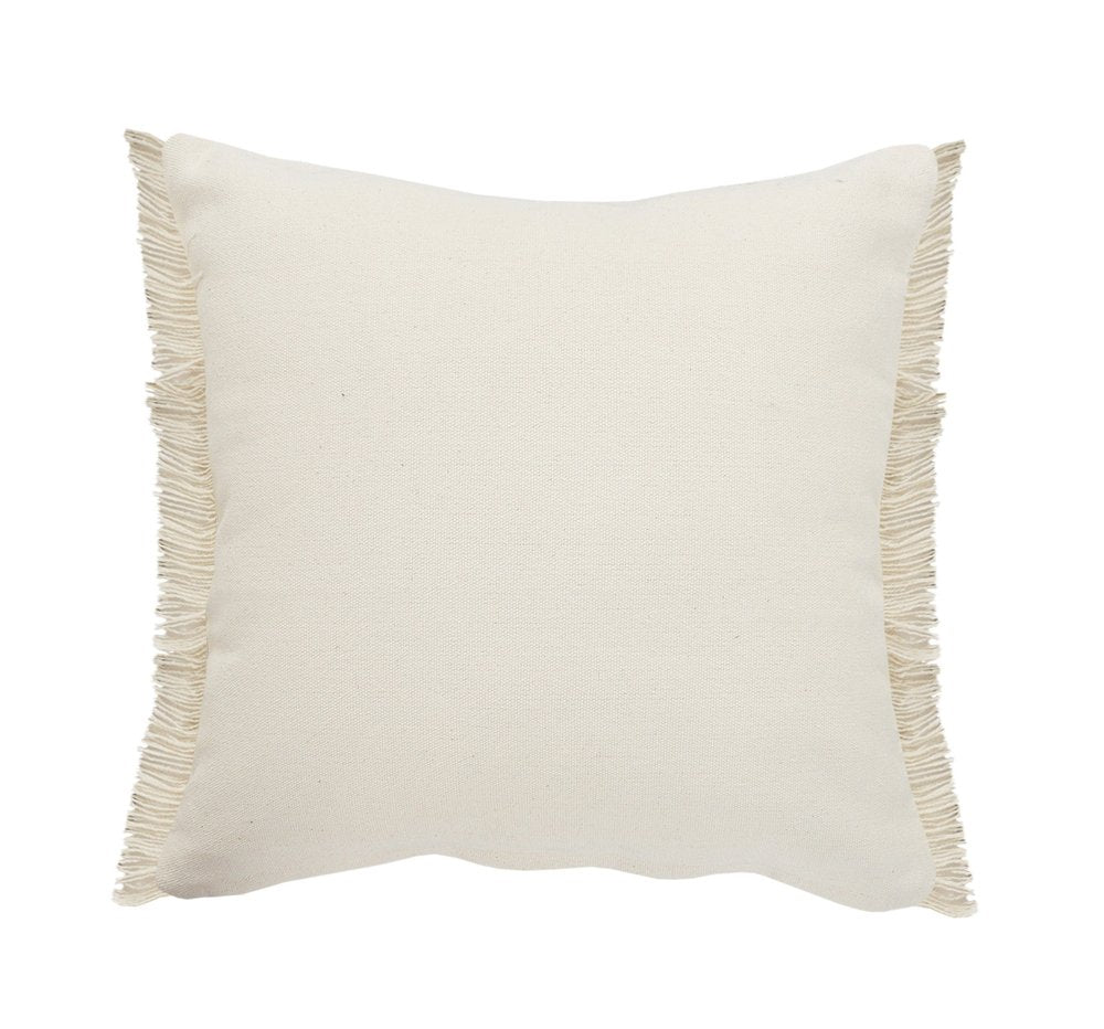 24" Denim Blue And Taupe Jute Coastal Throw Pillow with Fringe