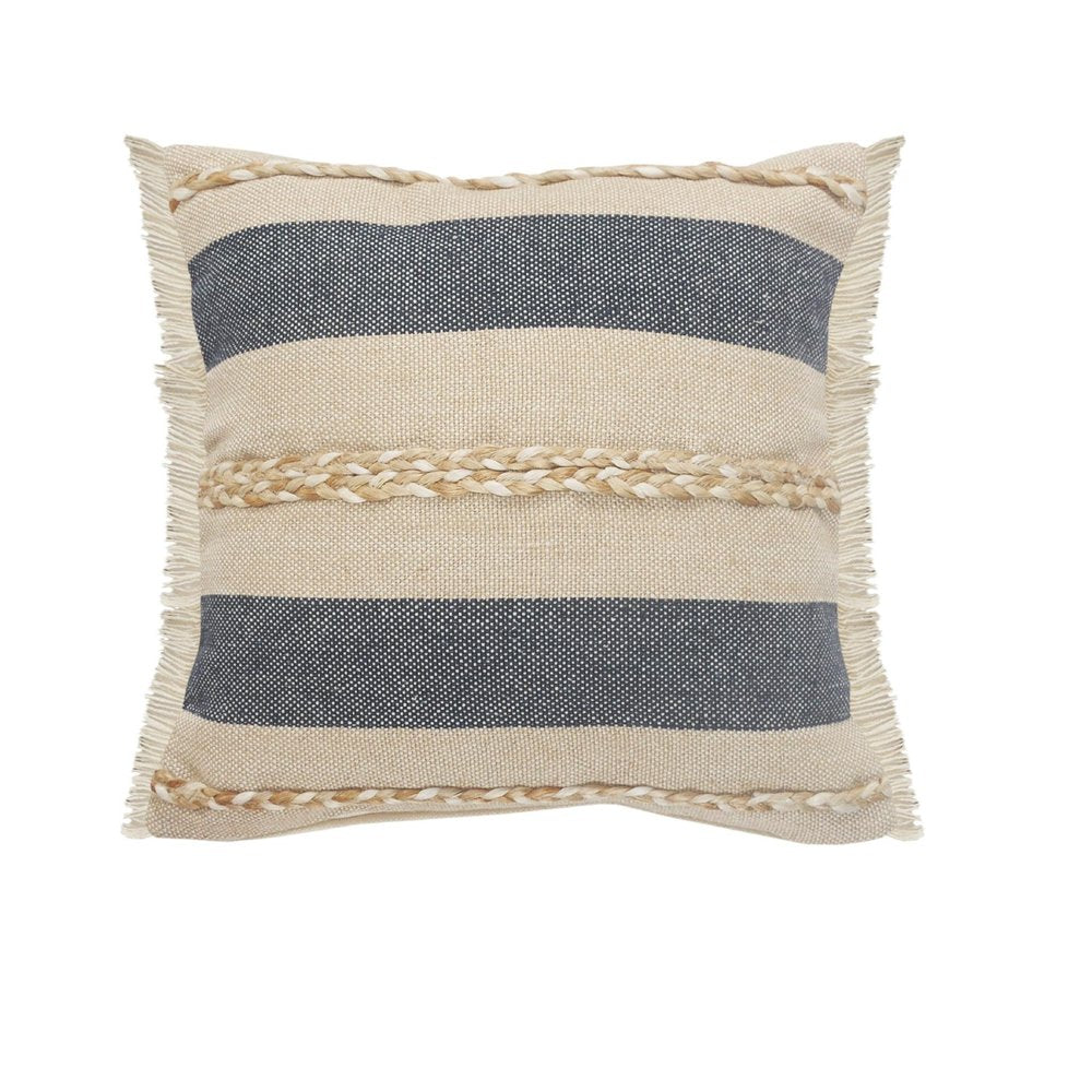 24" Denim Blue Jute Throw Pillow