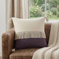 20" X 20" Purple And Off-White 100% Cotton Zippered Pillow