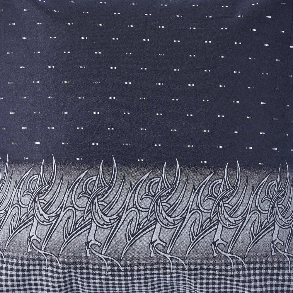 20" X 20" Navy And White 100% Cotton Geometric Zippered Pillow