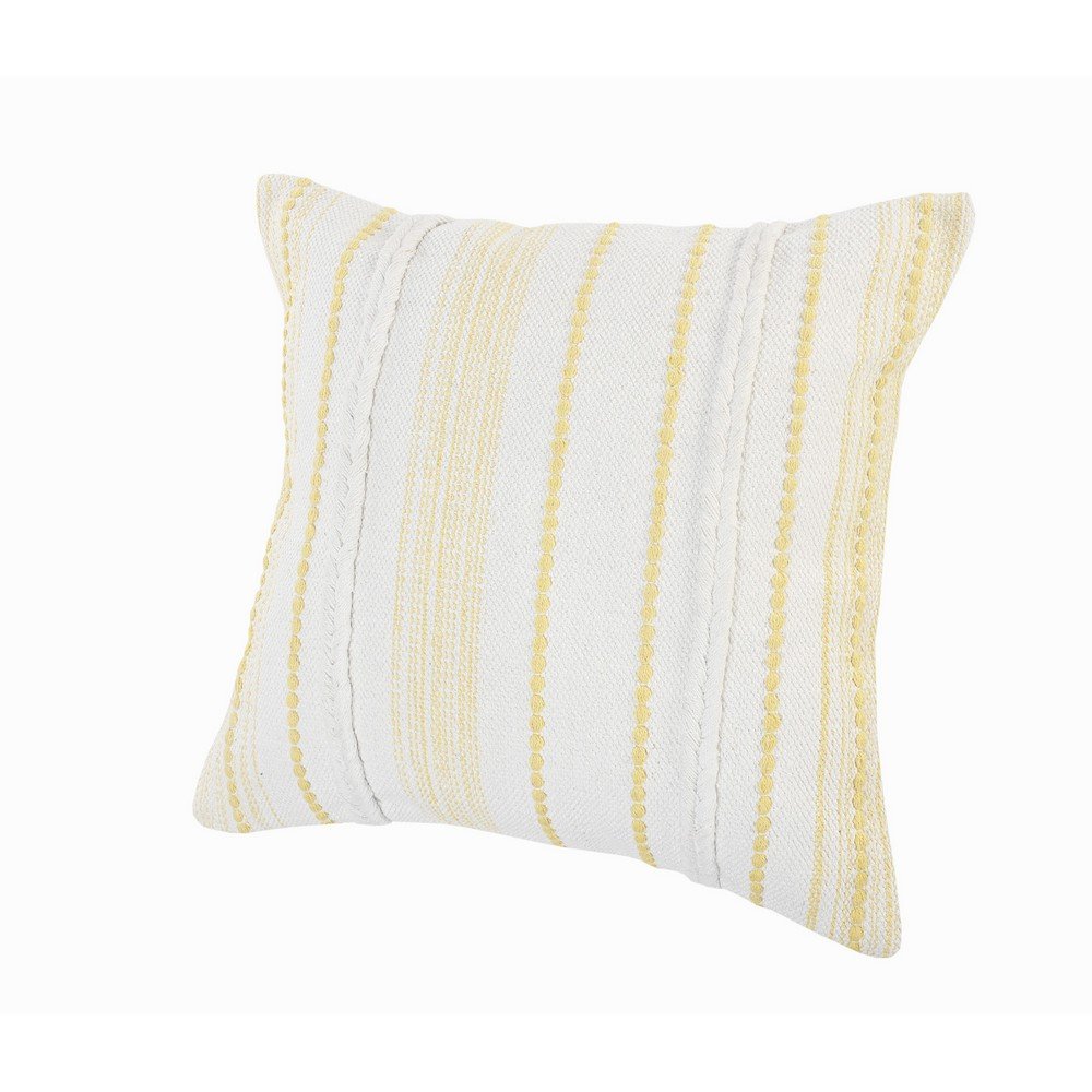 20" Yellow and White Throw Pillow