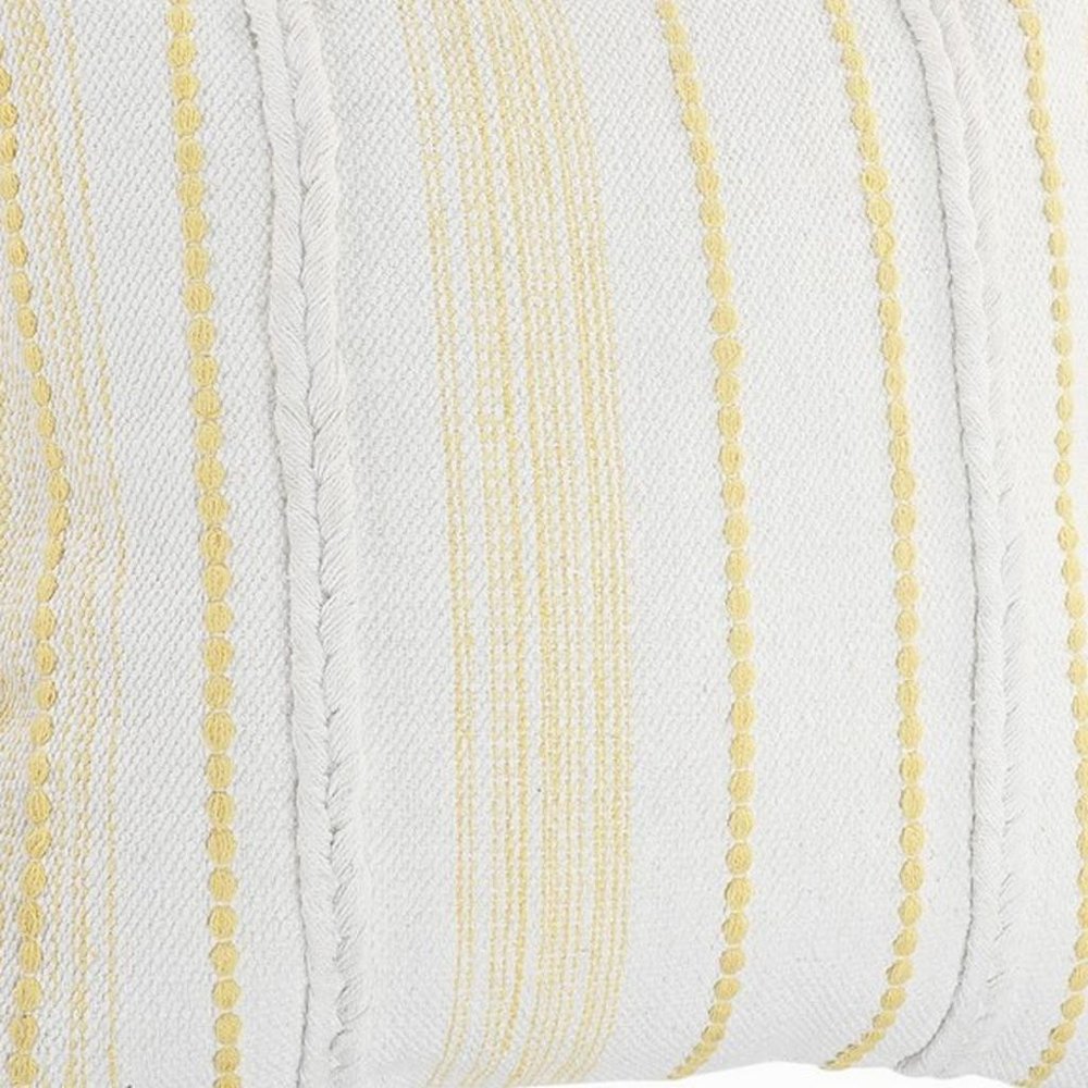 20" Yellow and White Throw Pillow