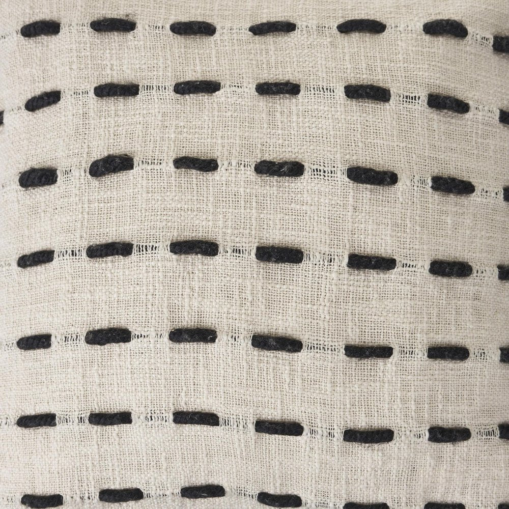 20" Black And Cream Cotton Geometric Throw Pillow with Tassels