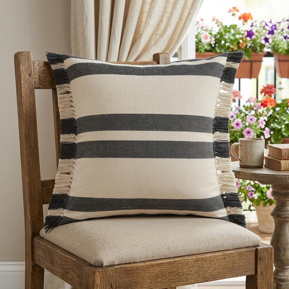 20" Gray and White Throw Pillow