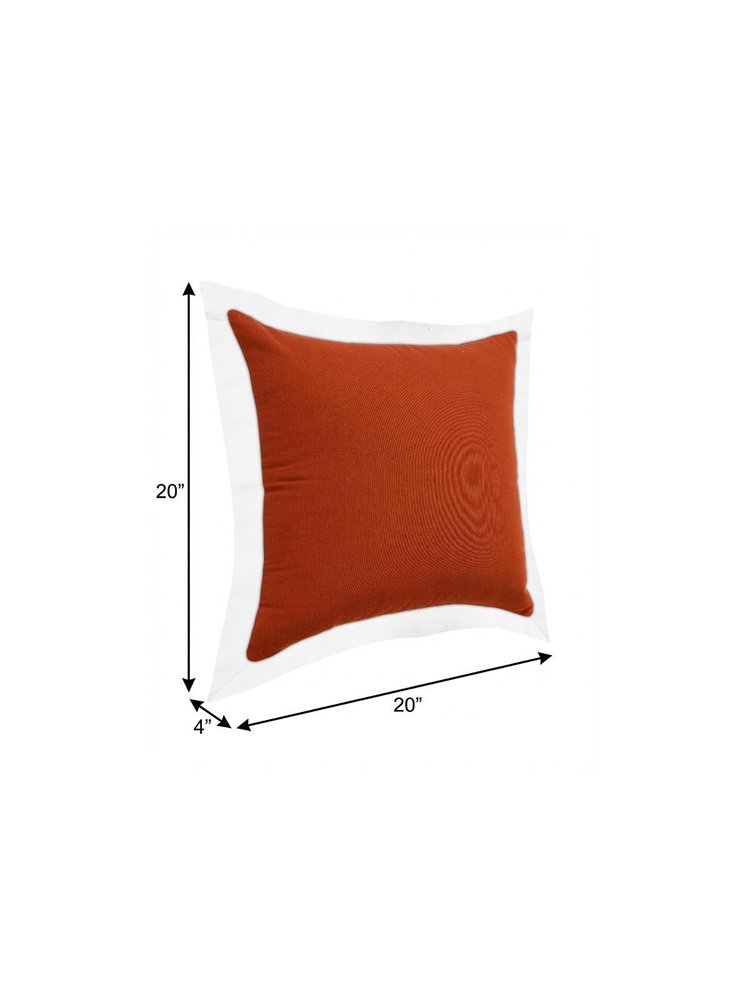 20" X 20" Cinnamon And White 100% Cotton Geometric Zippered Pillow