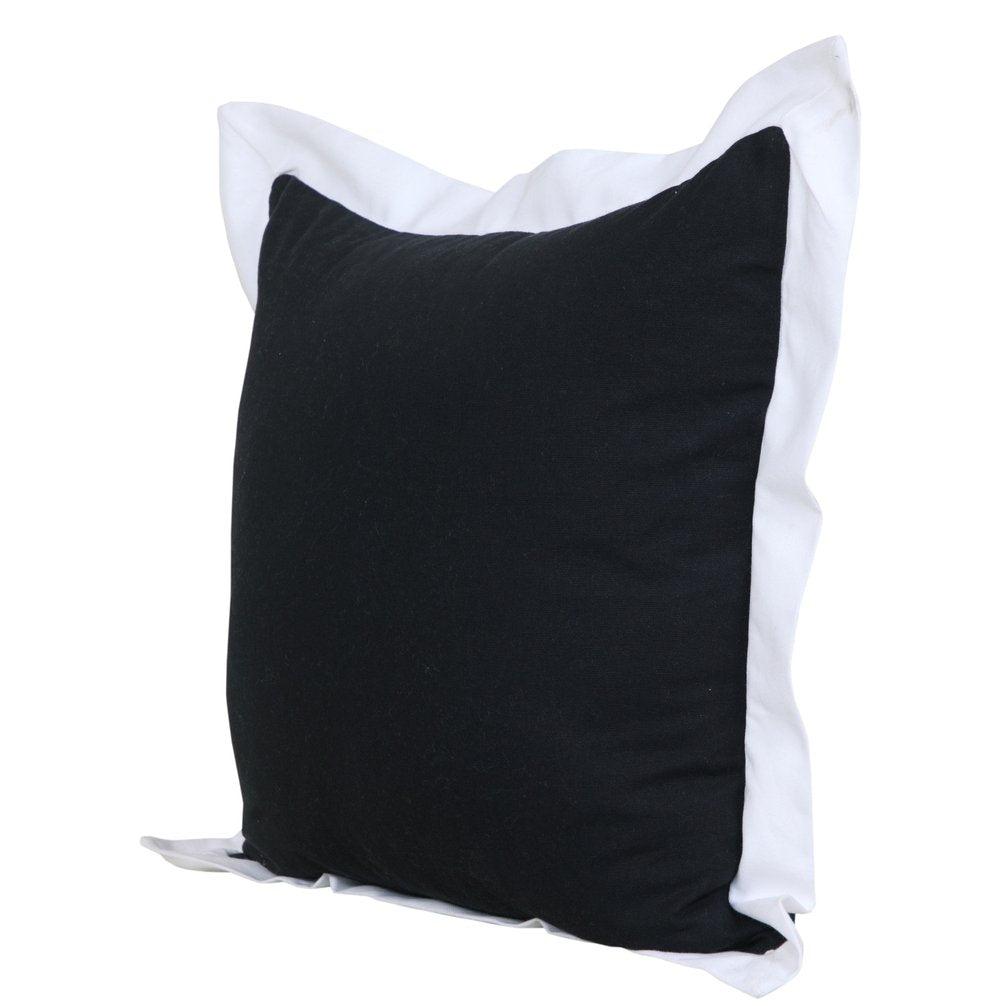 20" Black And White Cotton Geometric Throw Pillow
