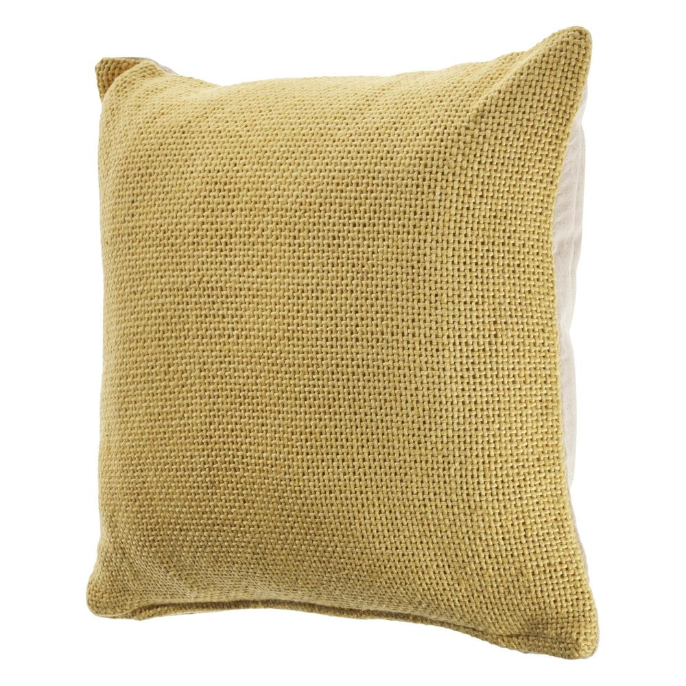 18" X 18" Yellow 100% Cotton Zippered Pillow
