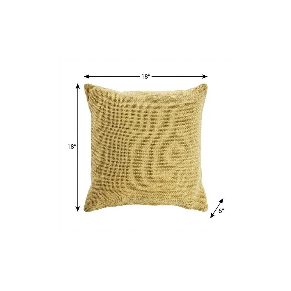 18" X 18" Yellow 100% Cotton Zippered Pillow