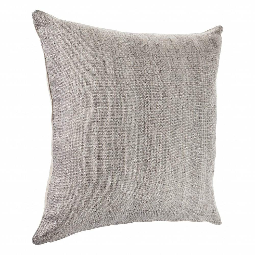 20" Gray Wool Throw Pillow