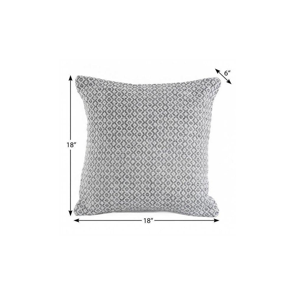 18" Gray And White Cotton Geometric Throw Pillow