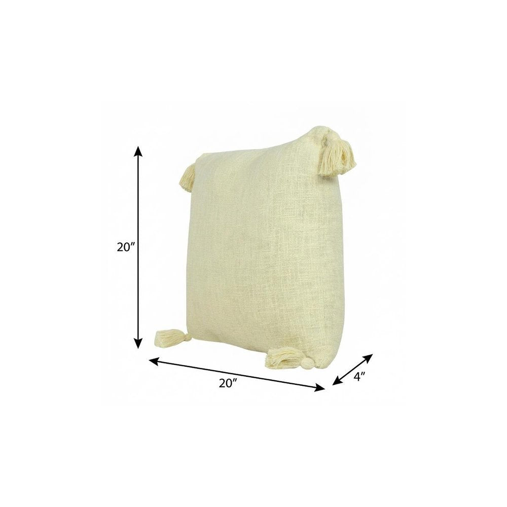 20" X 20" Light Yellow 100% Cotton Zippered Pillow