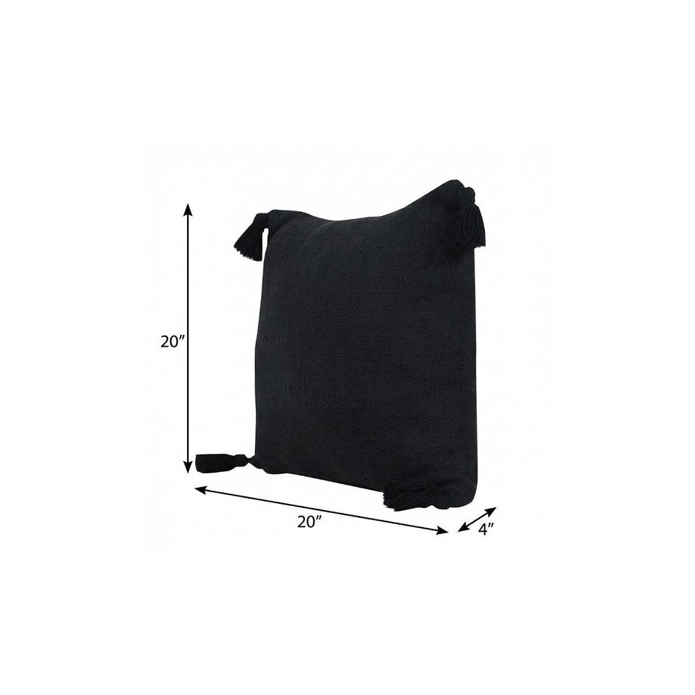 20" X 20" Jet Black 100% Cotton Zippered Pillow