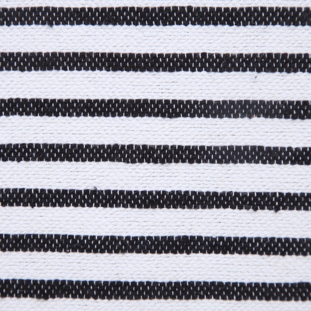 20" X 20" Black And White 100% Cotton Striped Zippered Pillow