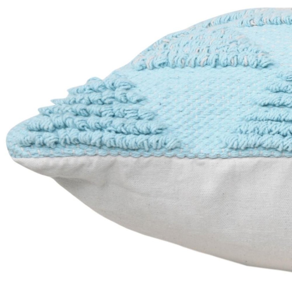 20" Blue And Off White Geometric Cotton Throw Pillow