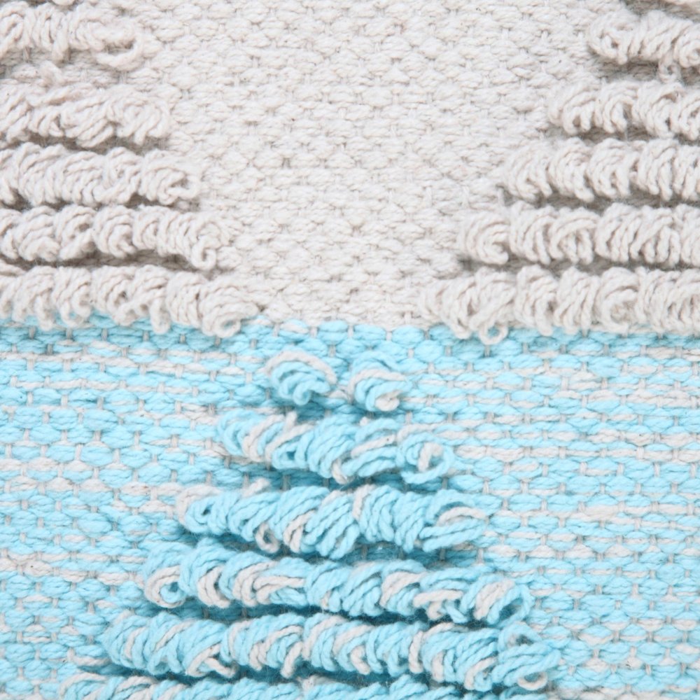20" Blue And Off White Geometric Cotton Throw Pillow
