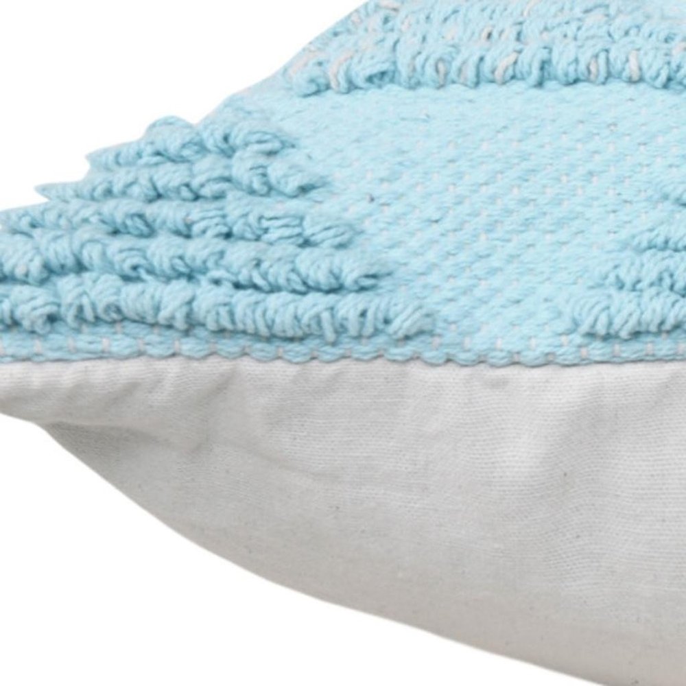 20" Blue And Off White Geometric Cotton Throw Pillow