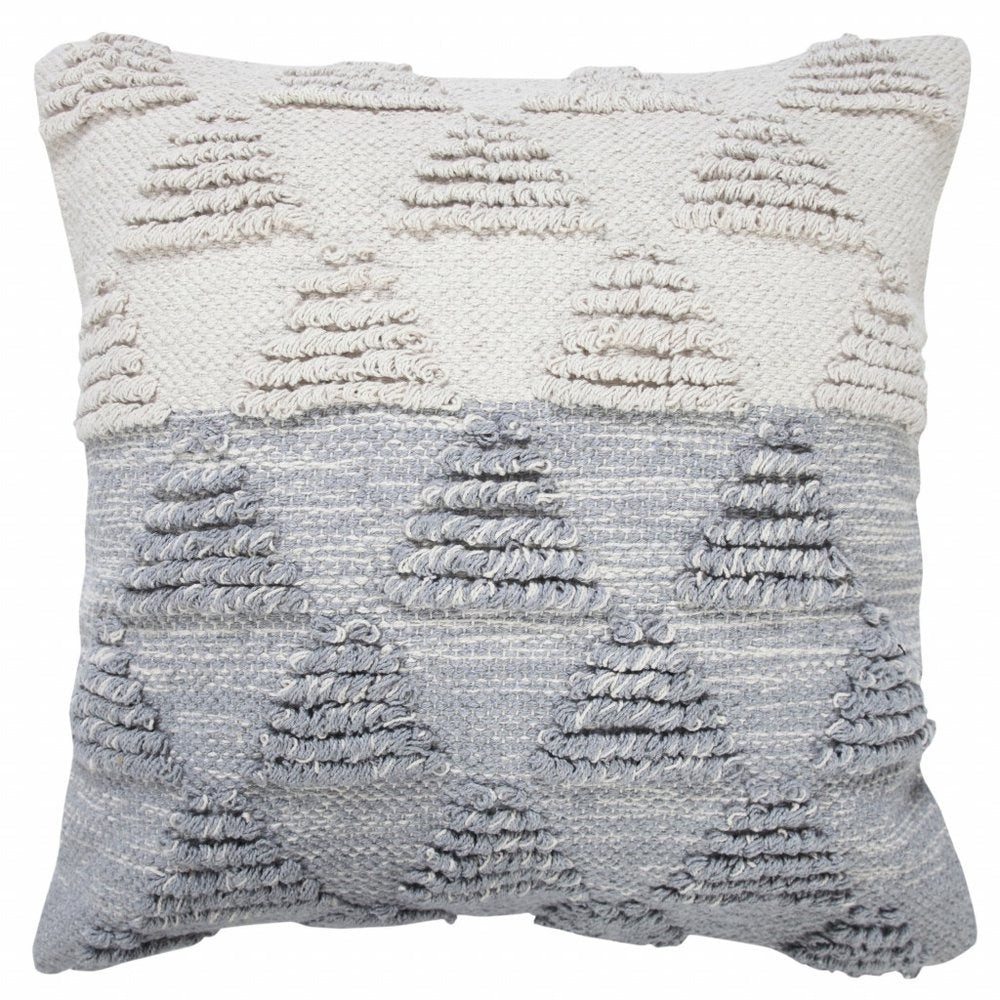 20" X 20" Heathered Gray And Off-White 100% Cotton Geometric Zippered Pillow