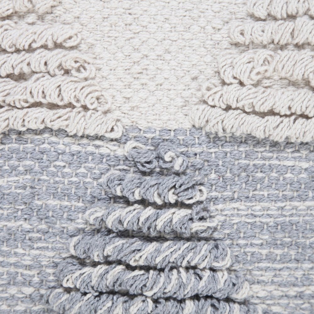 20" X 20" Heathered Gray And Off-White 100% Cotton Geometric Zippered Pillow