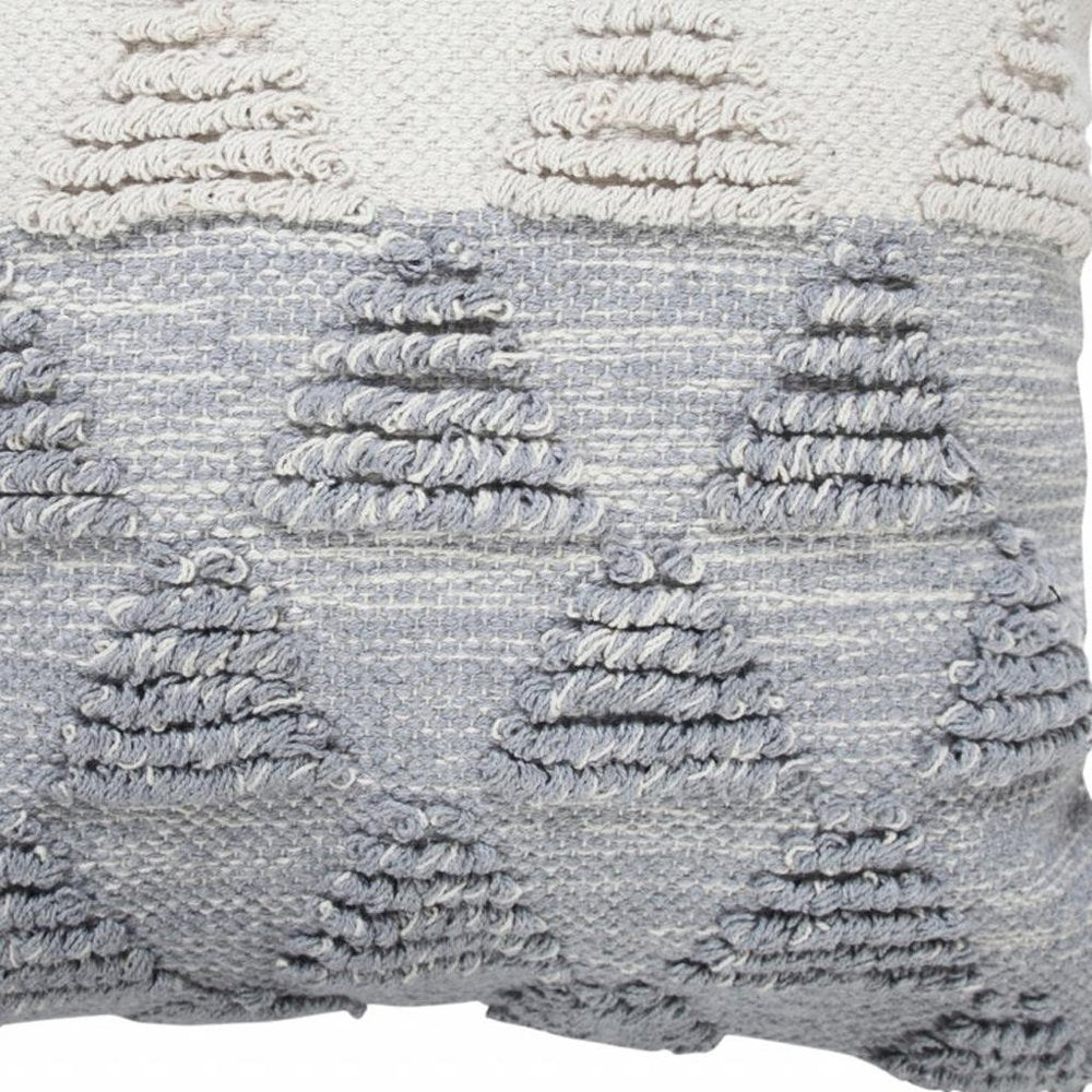 20" X 20" Heathered Gray And Off-White 100% Cotton Geometric Zippered Pillow