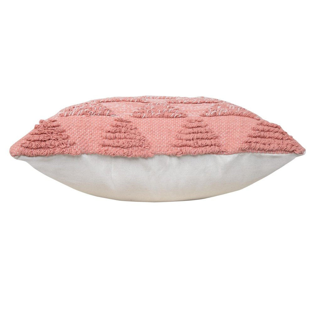 20" Off White And Pink Geometric Cotton Throw Pillow
