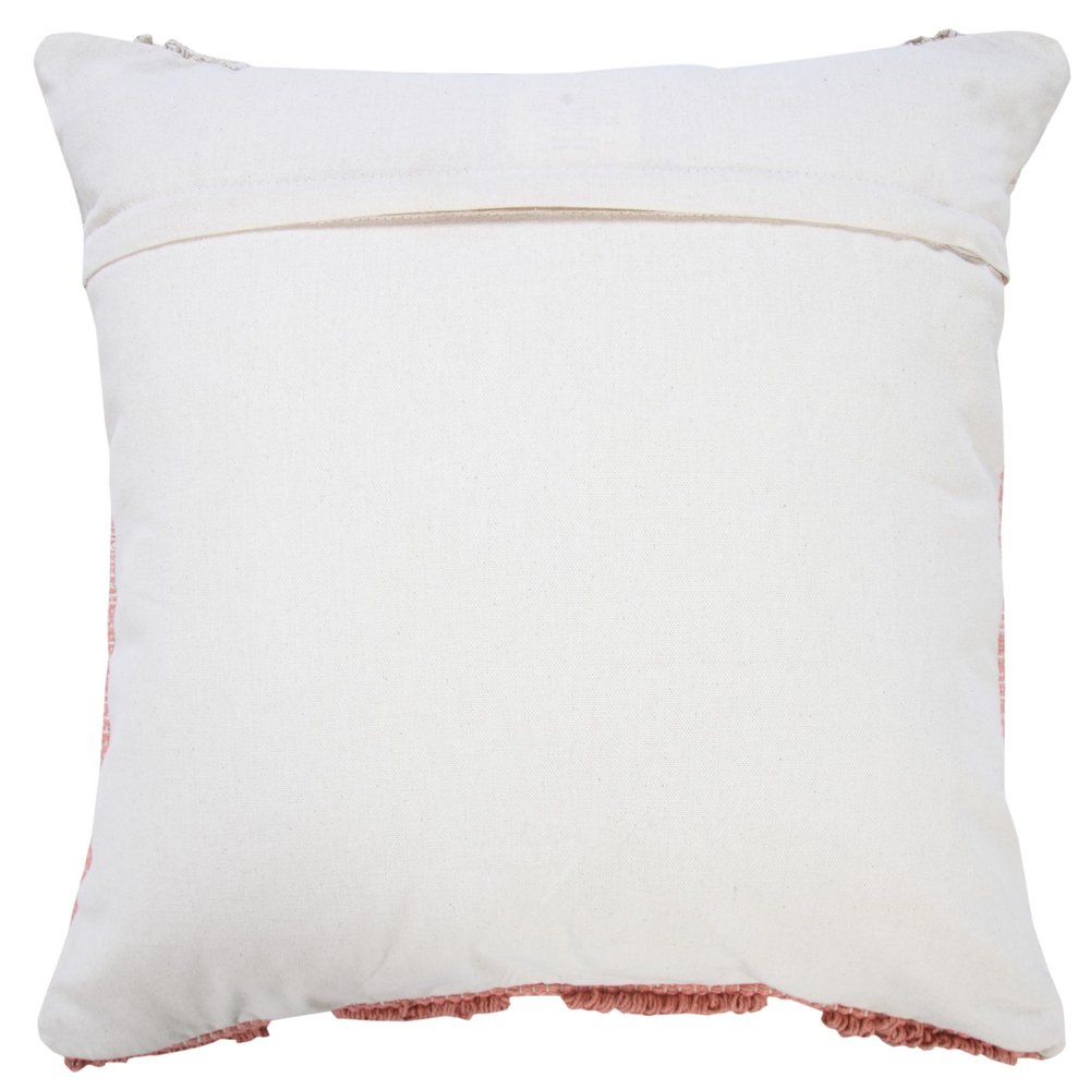 20" Off White And Pink Geometric Cotton Throw Pillow