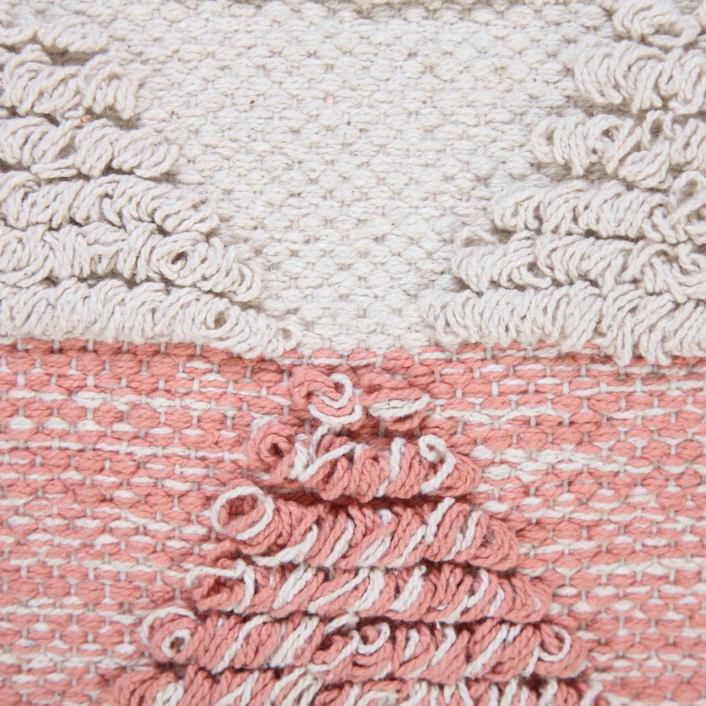 20" Off White And Pink Geometric Cotton Throw Pillow