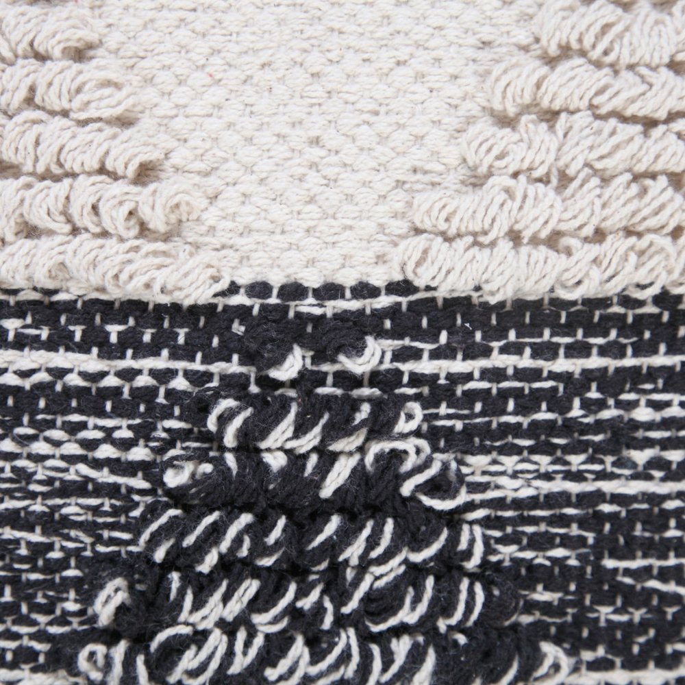 20" X 20" Black And Off-White 100% Cotton Geometric Zippered Pillow