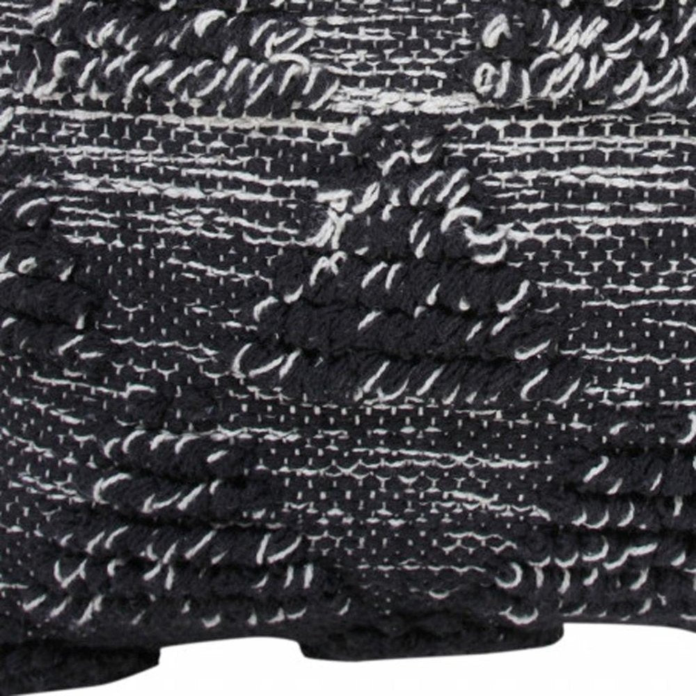 20" X 20" Black And Off-White 100% Cotton Geometric Zippered Pillow