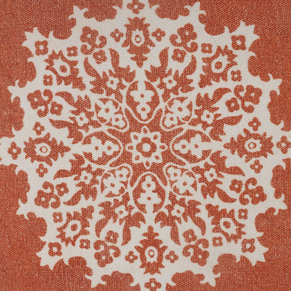 20" Orange and Off White Throw Pillow