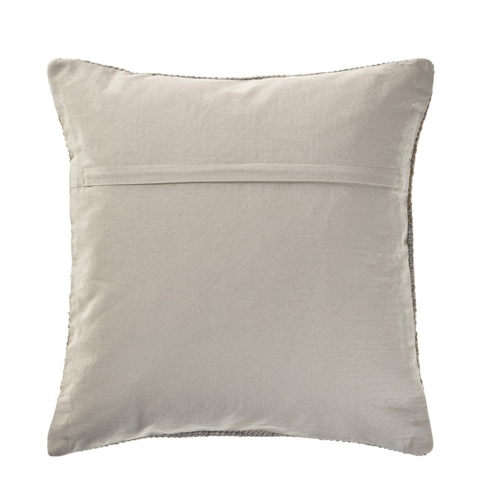20" Beige And Gray Cotton Geometric Throw Pillow