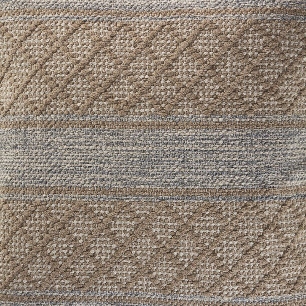 20" Beige And Gray Cotton Geometric Throw Pillow