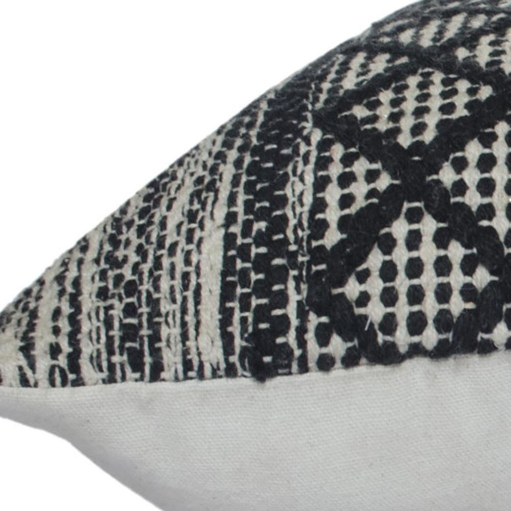 20" Gray And Black Geometric Cotton Throw Pillow