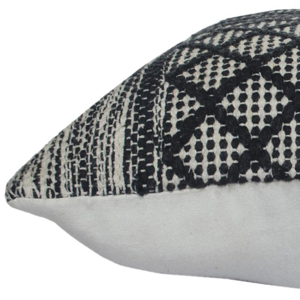 20" Gray And Black Geometric Cotton Throw Pillow
